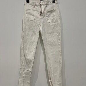 Zara Off White Straight Leg Jeans